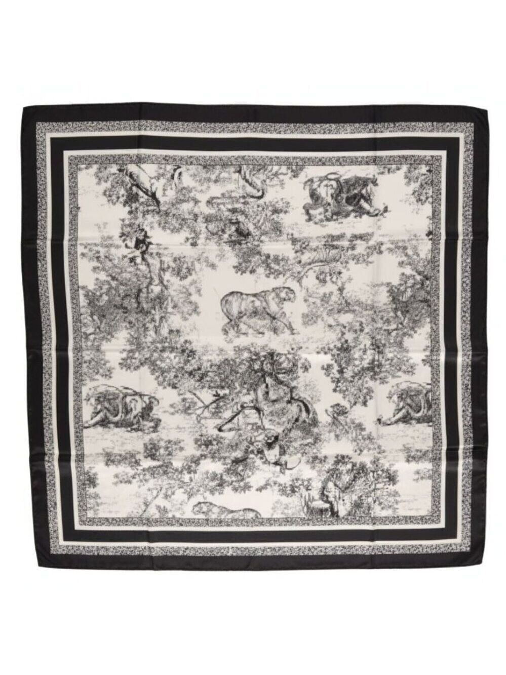 Black White African Jungle Animal Print Scarf 35x35 Square Polyester